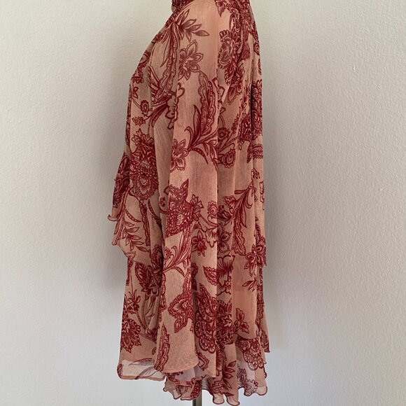 Avec Les Filles Ruffled Mini Dress in Batik Tapestry - S - Picture 2 of 8